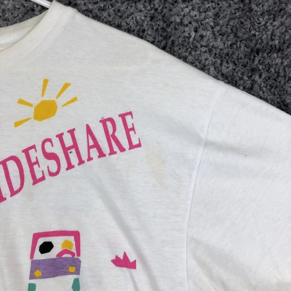 Vintage Rideshare Shirt Mens XL White‎ Keep California Moving Graphic Hanes 90s